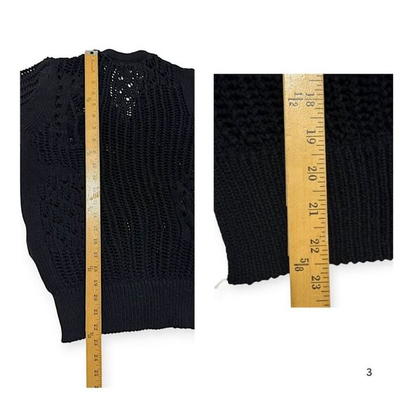 Olivaceous Cotton Cardigan with Open weave, Black, Size L - Picture 14 of 16